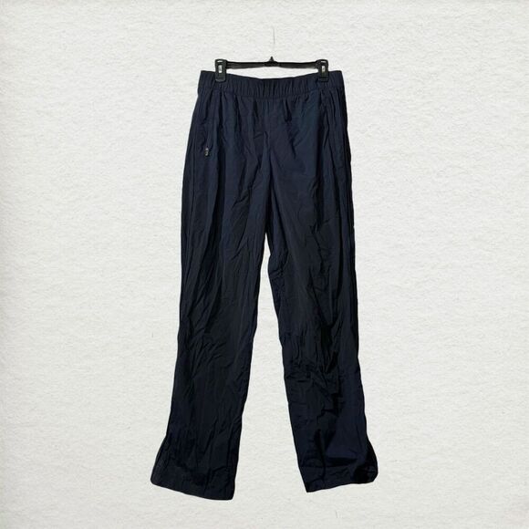 Athleta Navy Nylon Stretch Track Pants M | Zip Pockets Hiking Travel Gorpcore - Picture 3 of 9